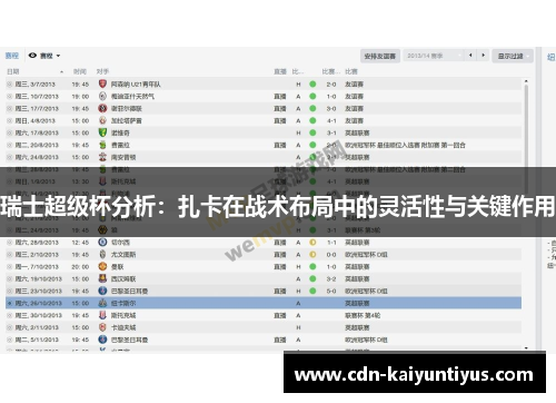 瑞士超级杯分析:扎卡在战术布局中的灵活性与关键作用 瑞士超级杯分析:扎卡在战术布局中的灵活性与关键作用